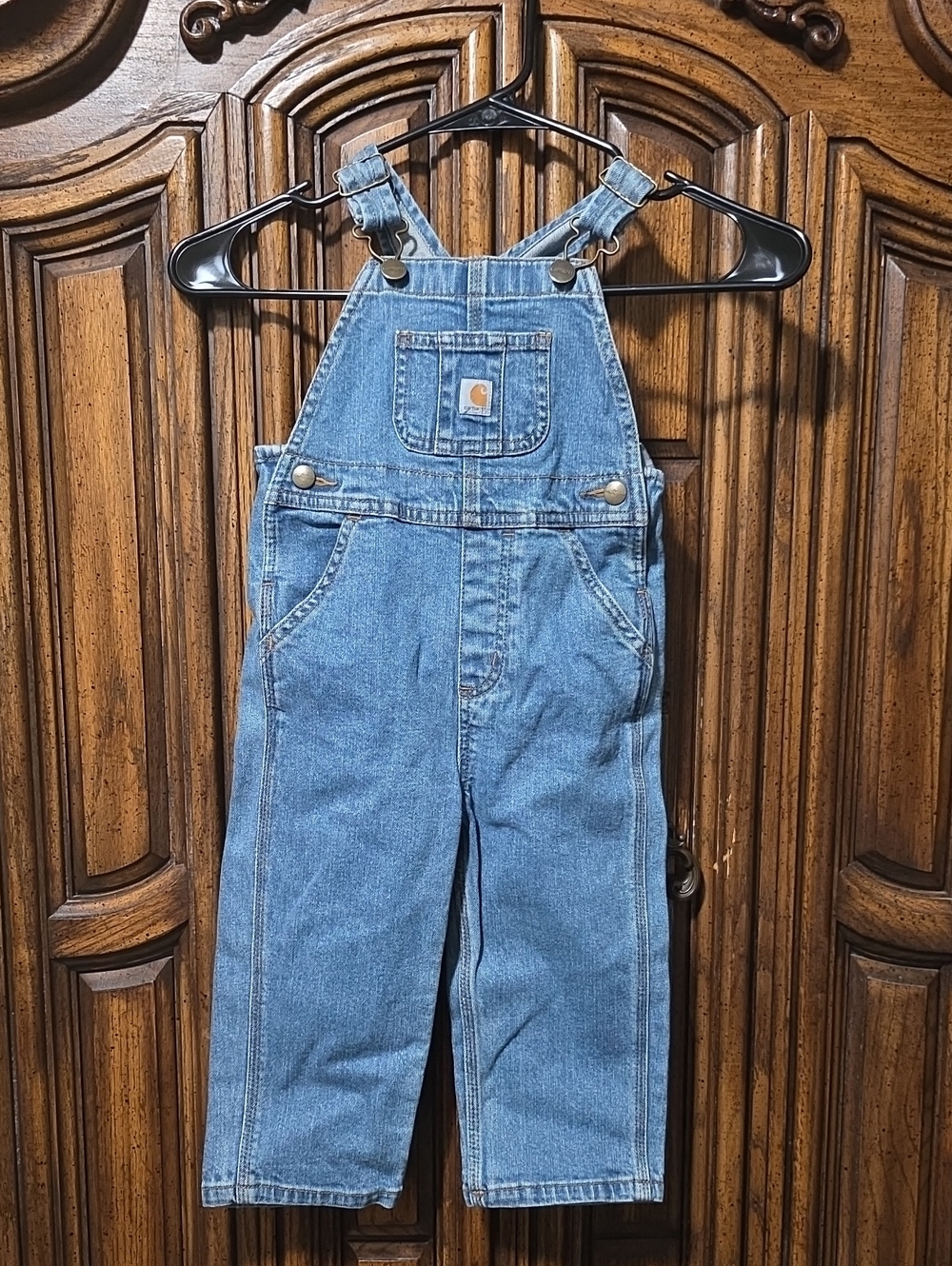 Carhartt Light Blue Denim Kids Overalls with Logo Accent